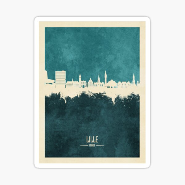 Vista previa del artículo con la obra «Lille France Skyline», diseñado y vendido por ArtPrints.