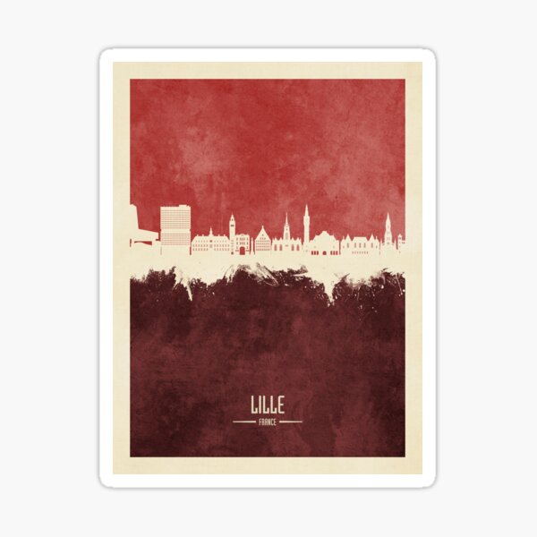 Vista previa del artículo con la obra «Lille France Skyline», diseñado y vendido por ArtPrints.