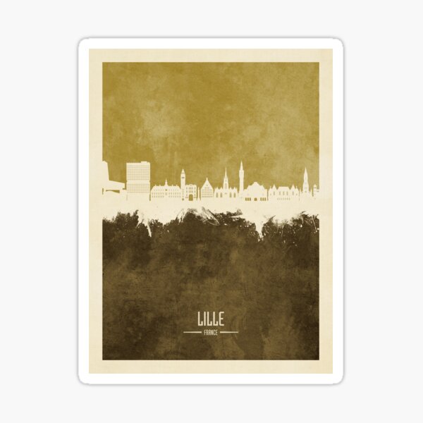Vista previa del artículo con la obra «Lille France Skyline», diseñado y vendido por ArtPrints.
