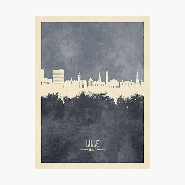 Vista previa del artículo con la obra «Lille France Skyline», diseñado y vendido por ArtPrints.