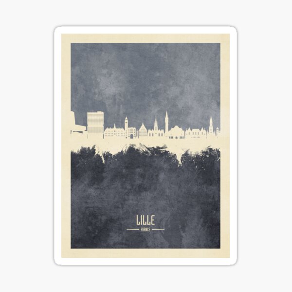 Vista previa del artículo con la obra «Lille France Skyline», diseñado y vendido por ArtPrints.