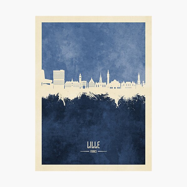 Vista previa del artículo con la obra «Lille France Skyline», diseñado y vendido por ArtPrints.