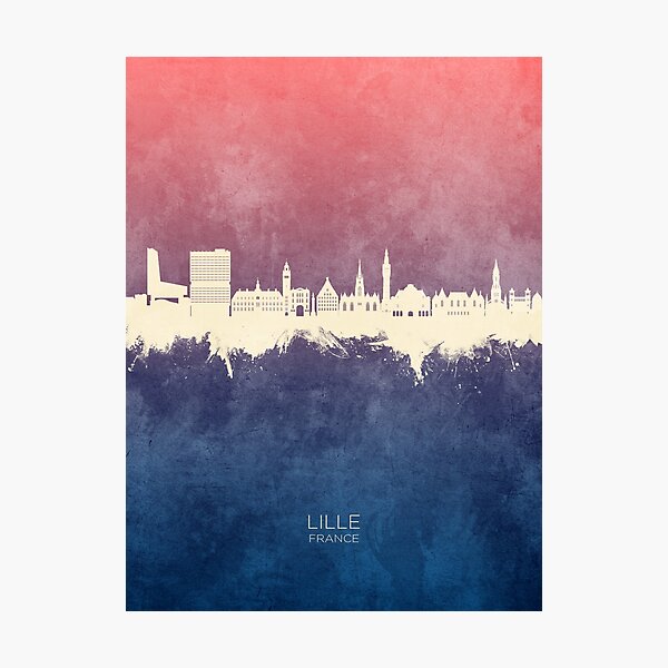 Vista previa del artículo con la obra «Lille France Skyline», diseñado y vendido por ArtPrints.