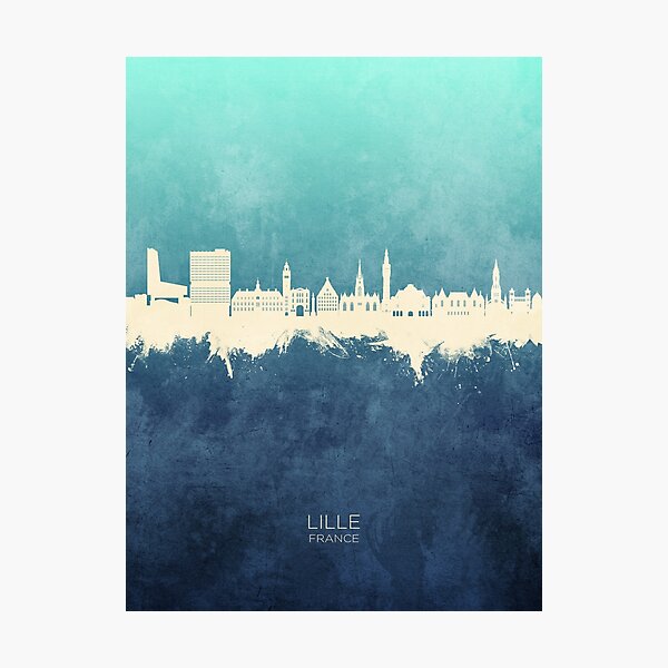Vista previa del artículo con la obra «Lille France Skyline», diseñado y vendido por ArtPrints.