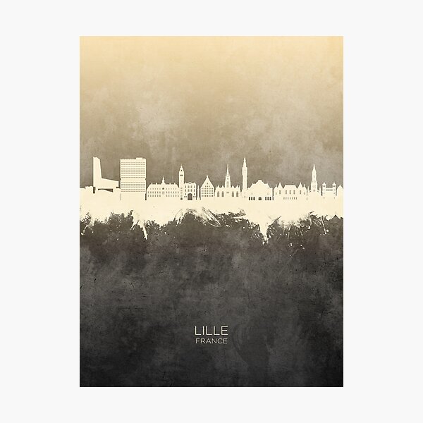 Vista previa del artículo con la obra «Lille France Skyline», diseñado y vendido por ArtPrints.