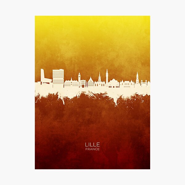 Vista previa del artículo con la obra «Lille France Skyline», diseñado y vendido por ArtPrints.