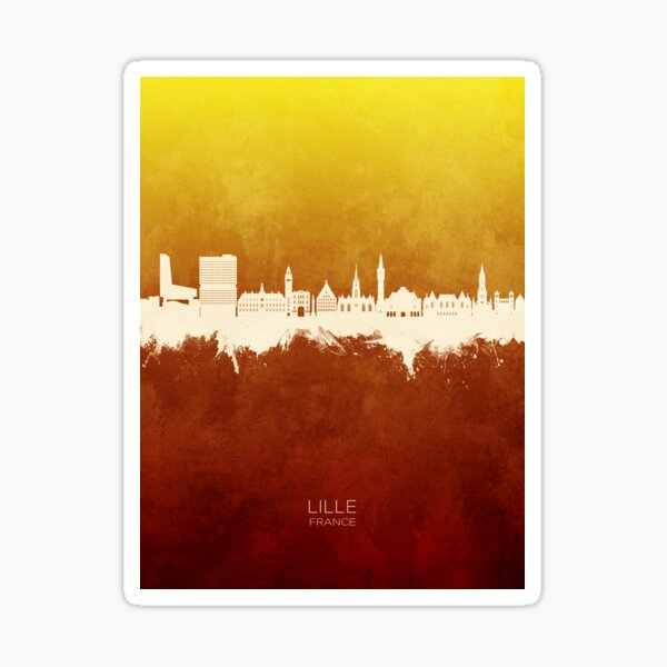 Vista previa del artículo con la obra «Lille France Skyline», diseñado y vendido por ArtPrints.