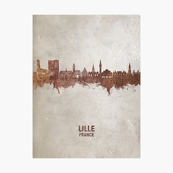 Vista previa del artículo con la obra «Lille France Skyline», diseñado y vendido por ArtPrints.