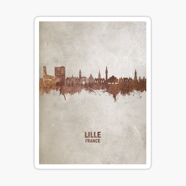 Vista previa del artículo con la obra «Lille France Skyline», diseñado y vendido por ArtPrints.