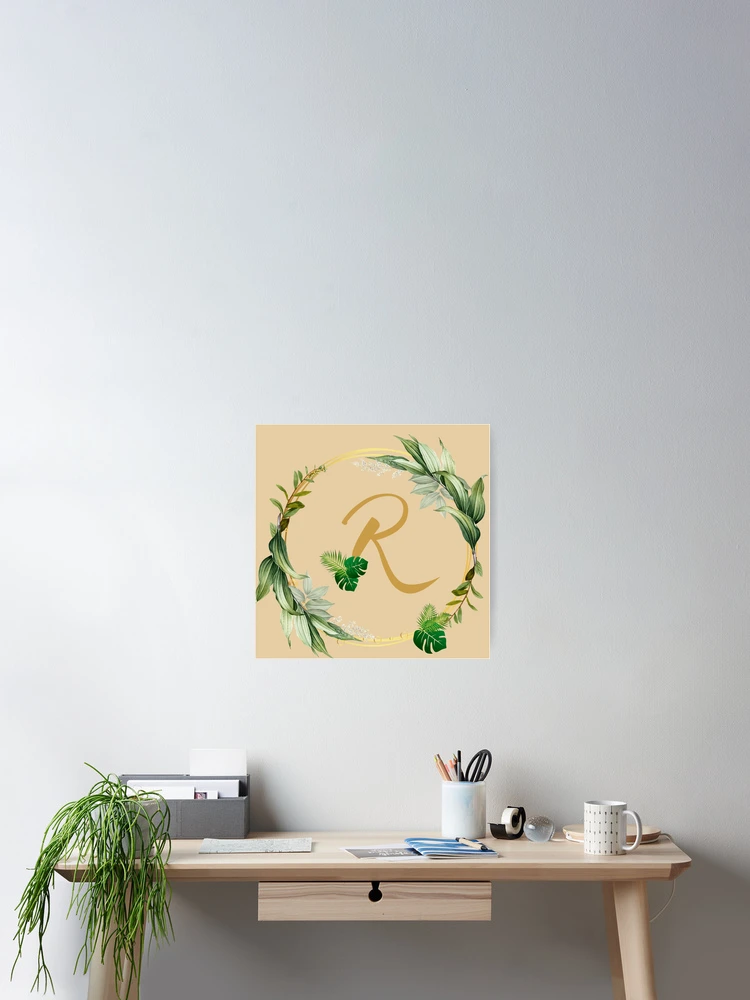 Thumbnail 2 of 3, Poster, Green Initial R Wreath Monogram designed and sold by DiensDesign.