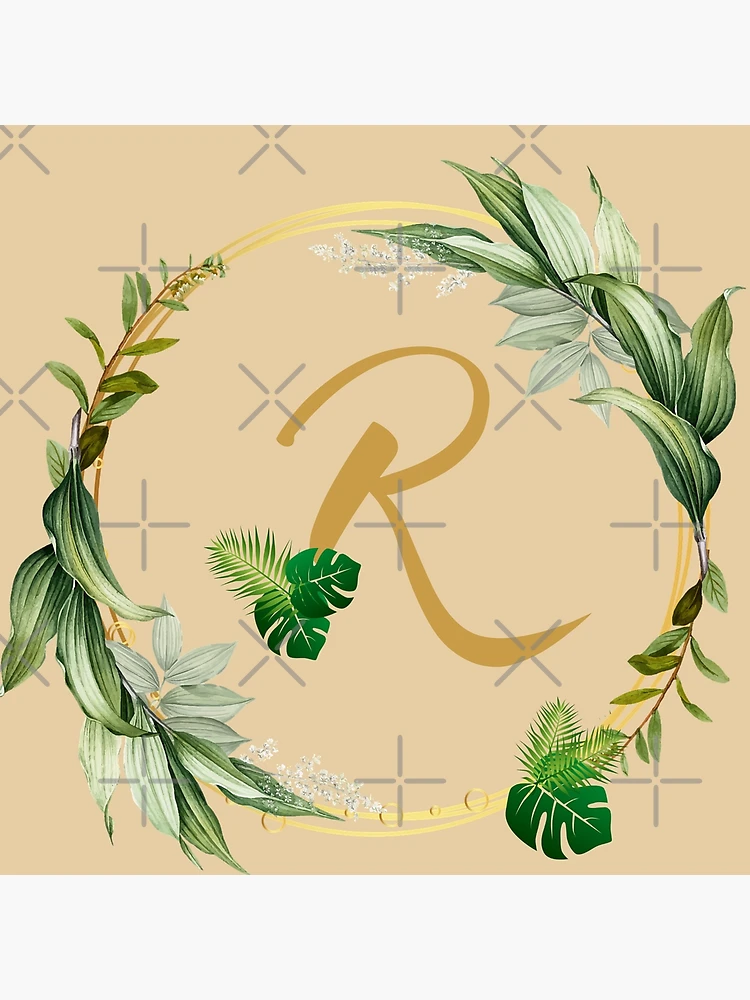 Thumbnail 3 of 3, Poster, Green Initial R Wreath Monogram designed and sold by DiensDesign.