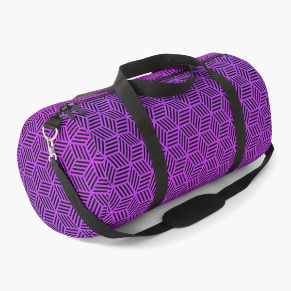 Purple Striped Cube Pattern Duffle Bag
