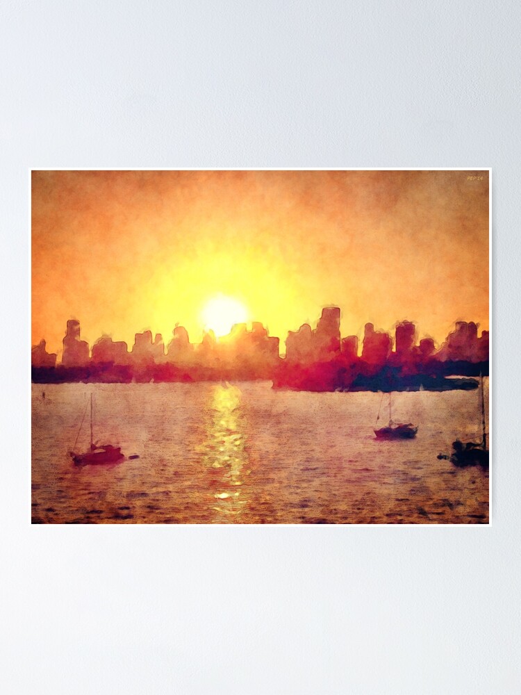 Alternate view of Sunset Over Miami Florida Poster