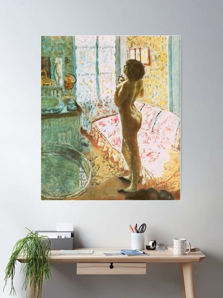 ピエール・ボナール 、【タオルを持つ裸婦、赤い背景】、希少画集画