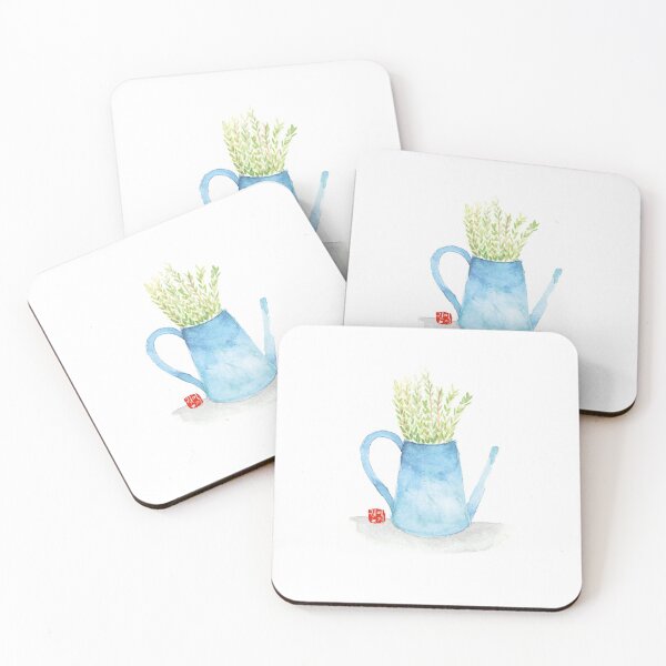 Item preview, a vase painted in watercolors and grass leaves designed and sold by BiniDream.