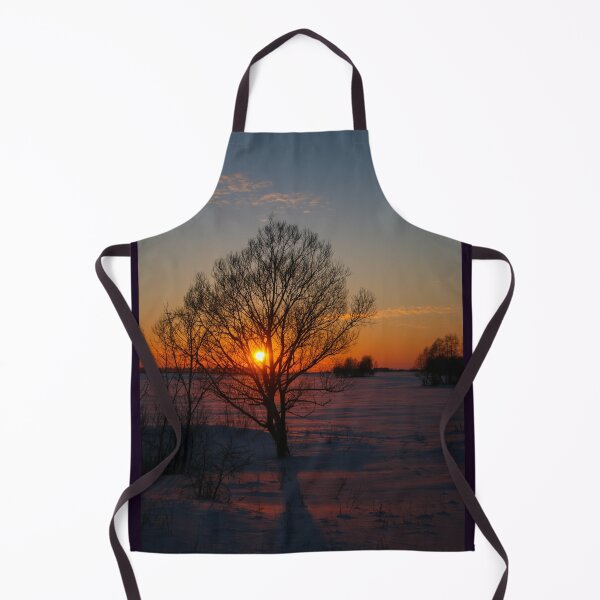 Item preview, Sunset winter landscape with snow-covered road in violet and pink colors designed and sold by Olga Berlet.