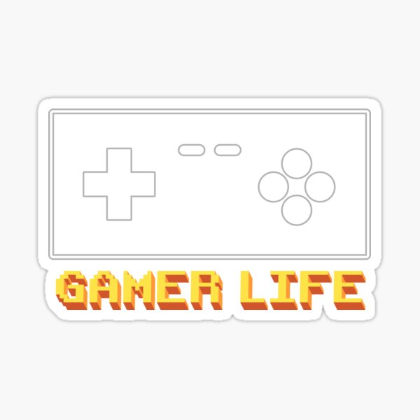 Retro Gamer Life with Vintage Games Console Controller in Green Sticker