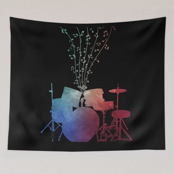 Item preview, Drum Kit With Music Notes designed and sold by Primroaddesigns.