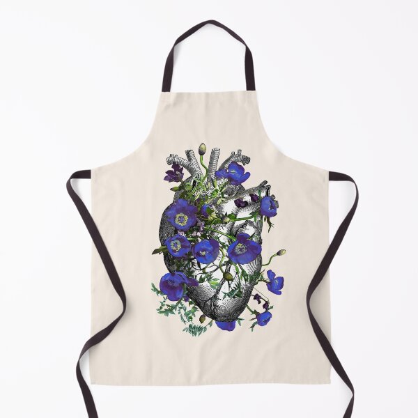 Item preview, Floral Human heart with blue anemones, vintage effect designed and sold by Collagedream.