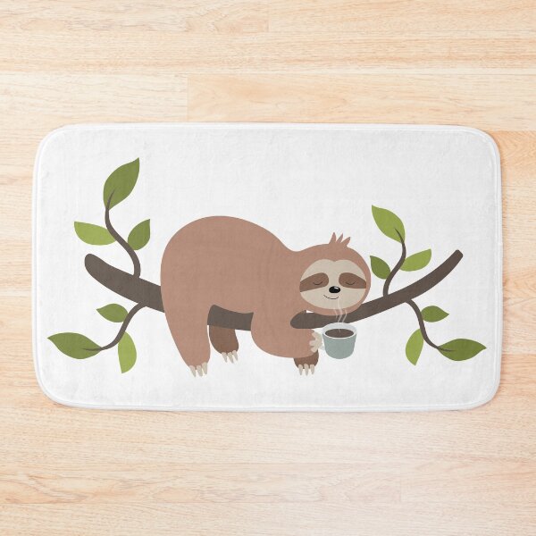 Item preview, Vector hand drawn cute cartoon sloth on a tree branch smelling the coffee designed and sold by Familyshmot.