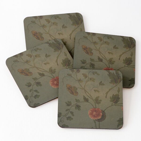Item preview, Antique handpainted flower wallpaper motif designed and sold by ampheebian.