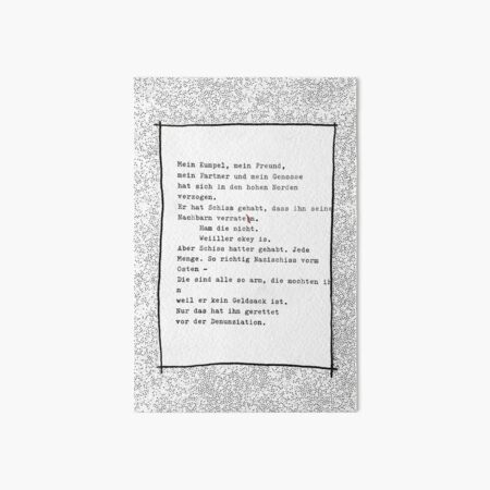 Mein Kumpel, mein Freund ... Gedicht 9 - Lockdown, ein C-movie Galeriedruck