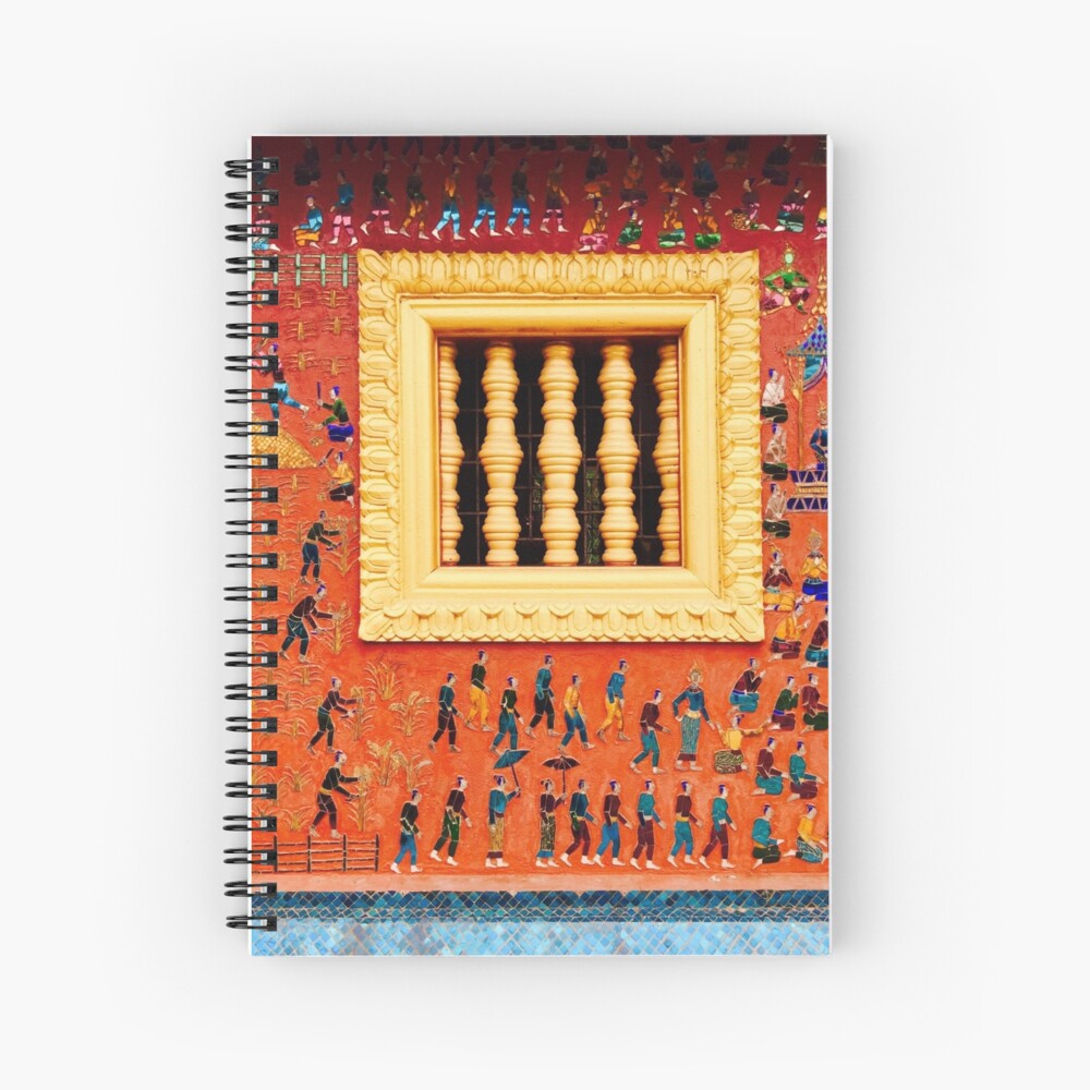 Artwork on the wall: Wat Xieng Thong, Luang Prabang, Laos Spiral Notebook