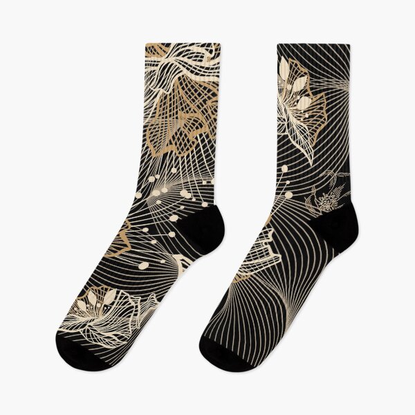 Item preview, Decorative Line Art Creamy Gold Black designed and sold by sunnybandana.