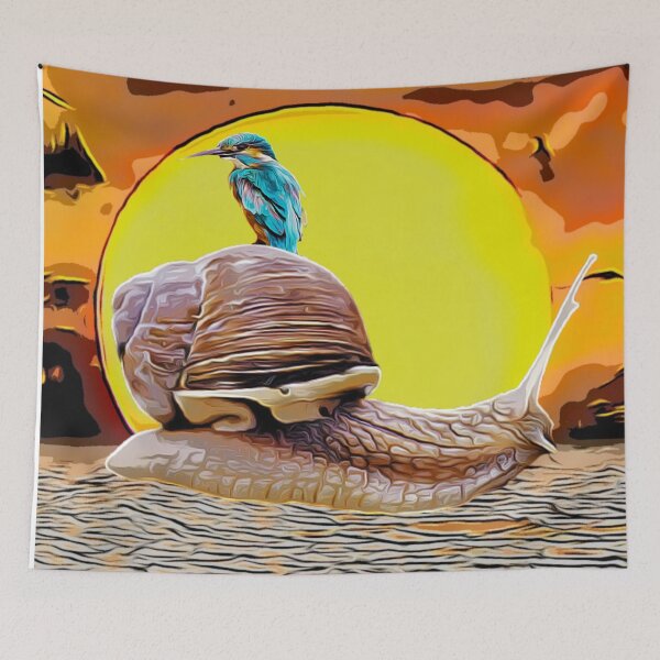 Item preview, Kingfisher riding on sail desert sunset designed and sold by TrippyEarth.