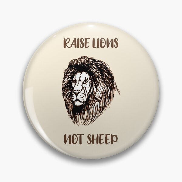 Item preview, Raise lions not sheep quote vintage off-white, black and dark brown white lion head (straight dark brown typography) designed and sold by Deegital18.