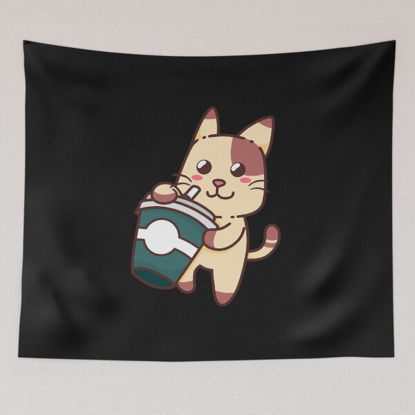 Item preview, Cute Cat Drink Green Coffee-Coffee puns  designed and sold by shivani21061993.