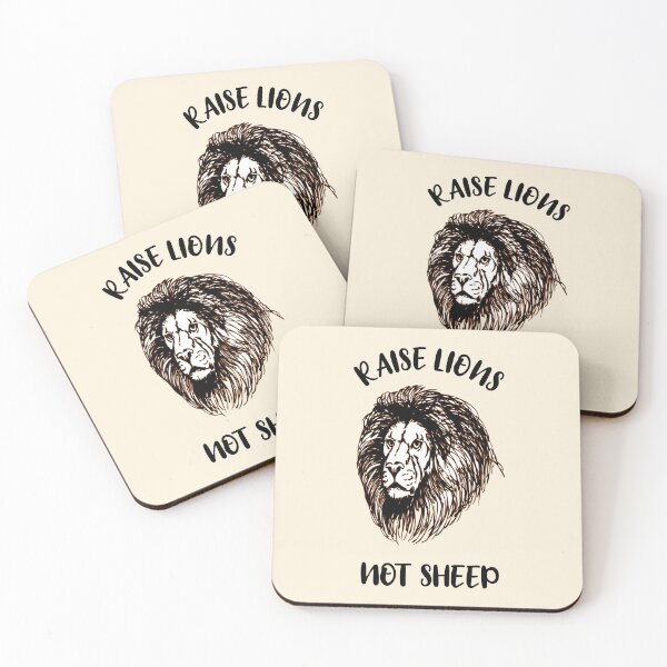 Item preview, Raise lions not sheep quote vintage off-white, black and dark brown white lion head - aesthetic cursive black typography designed and sold by Deegital18.