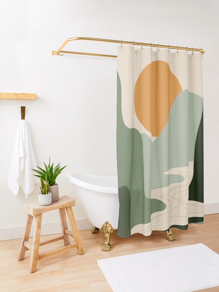 Alternate view of Abstract Sunset Painting 7.2 Shower Curtain
