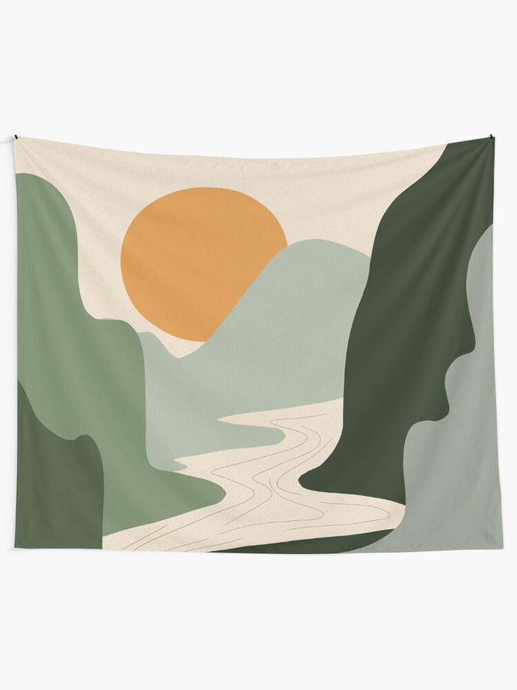 Alternate view of Abstract Sunset Painting 7.2 Tapestry