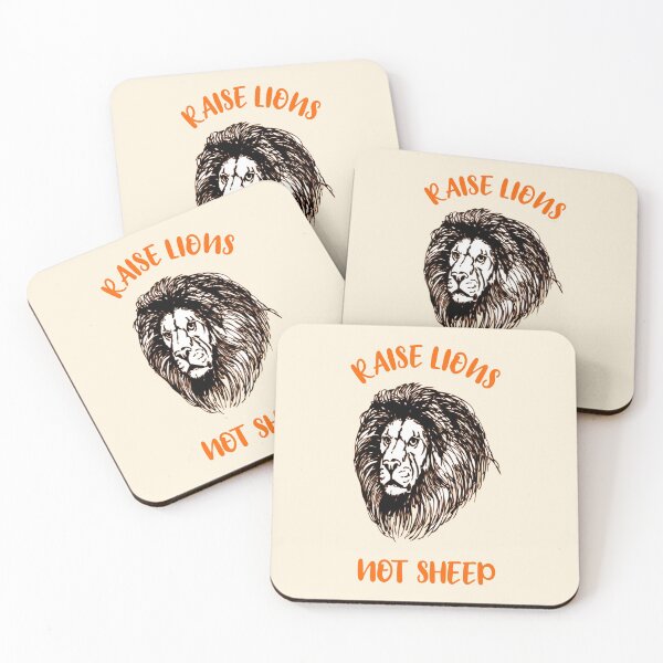 Item preview, Raise lions not sheep classic quote vintage off-white, black and dark brown white lion head design - aesthetic cursive orange typography designed and sold by Deegital18.