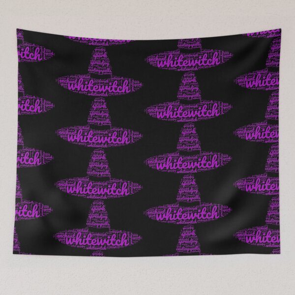 Item preview, white witch majenta magic hat word cloud designed and sold by amy greaves.