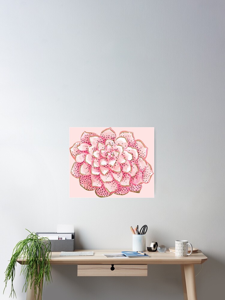 Freckled Rose Pink Spotted Flower Drawing Poster For Sale By Michelebuttons Redbubble