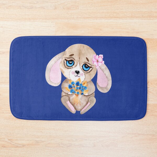 Artikelvorschau, Little Bunny Rabbit mit wunderschönen blauen Augen und "Vergissmeinnicht" -Blumen entworfen und verkauft von irinagingercat.