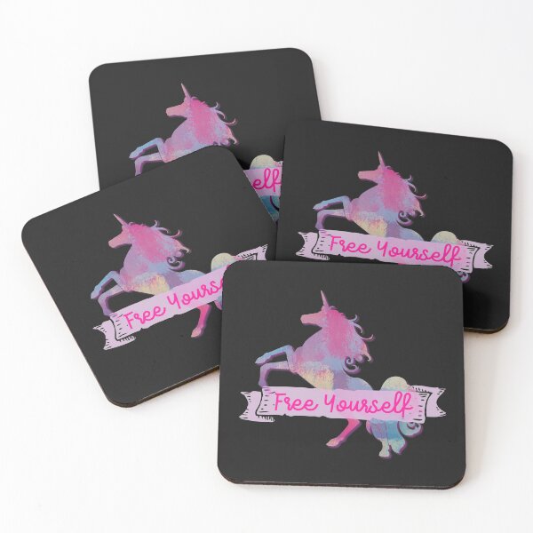 Item preview, Free yourself motivational unicorn pastel patchwork pattern designed and sold by AMSonArt.