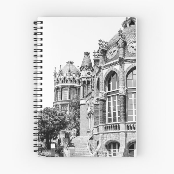 Item preview, Barcelona City Black and White Architecture Print, Sant Pau Hospital Urban Art Print, Modernist Architecture Landmark designed and sold by radub85.