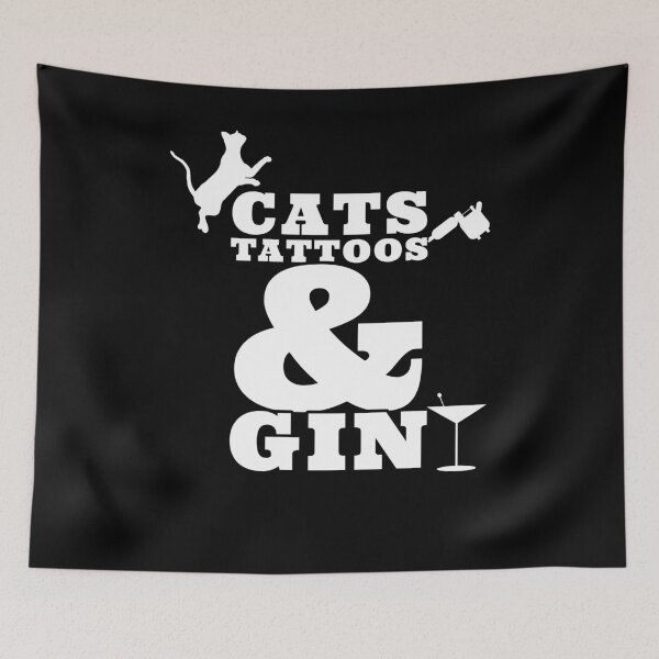 Item preview, Cats tattoos and gin designed and sold by Printeddesignz.