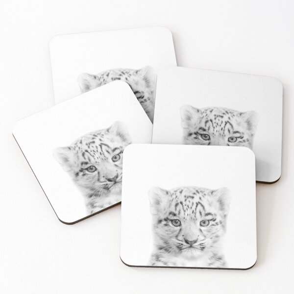 Item preview, Snow Leopard Black & White Art Print by Zouzounio Art designed and sold by zouzounioart.