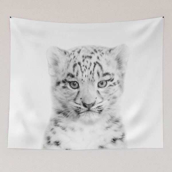 Item preview, Snow Leopard Black & White Art Print by Zouzounio Art designed and sold by zouzounioart.