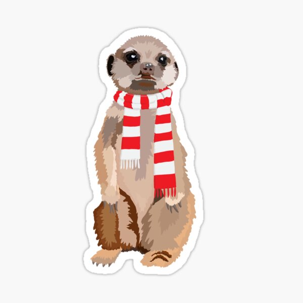 Item preview, Micky Meerkat in Red and White Football Scarf designed and sold by NattyDesigns.
