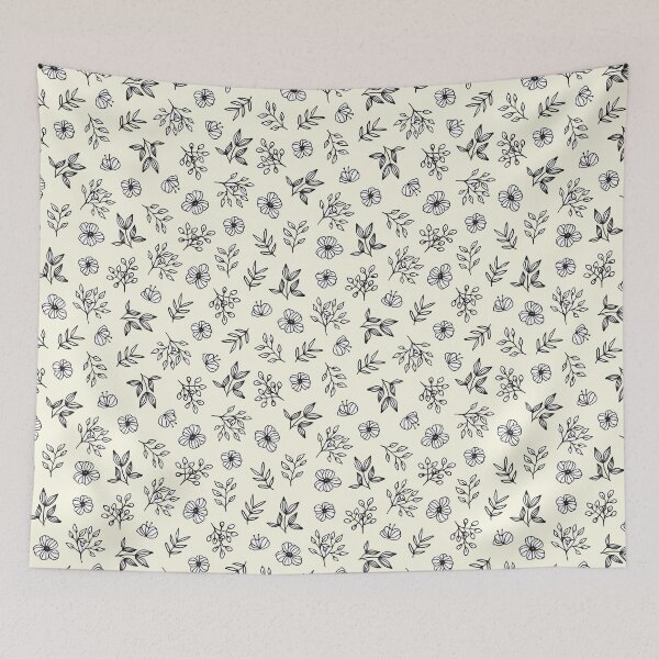 Item preview, Black Floral Line Art Pattern designed and sold by GrimButterfly.
