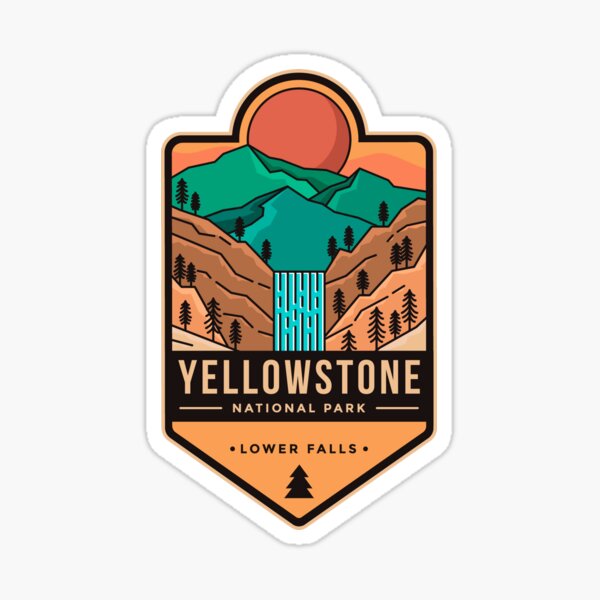 Vintage  1950's style  Yellowstone National Park MT  Montana round    retro  travel decal  sticker state map
