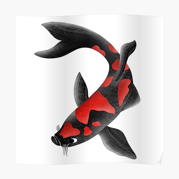 Koi Black and Red" Poster for by Krista Eliot | Redbubble