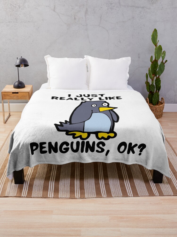 Thumbnail 1 of 6, Throw Blanket, I just really like penguins, OK?! designed and sold by Melin-aRT.