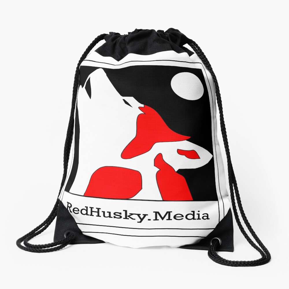 Red Husky Media Logo Drawstring Bag