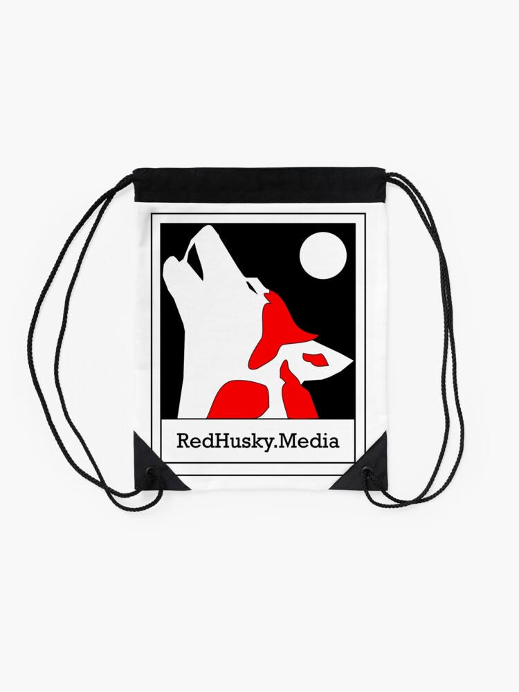 Alternate view of Red Husky Media Logo Drawstring Bag